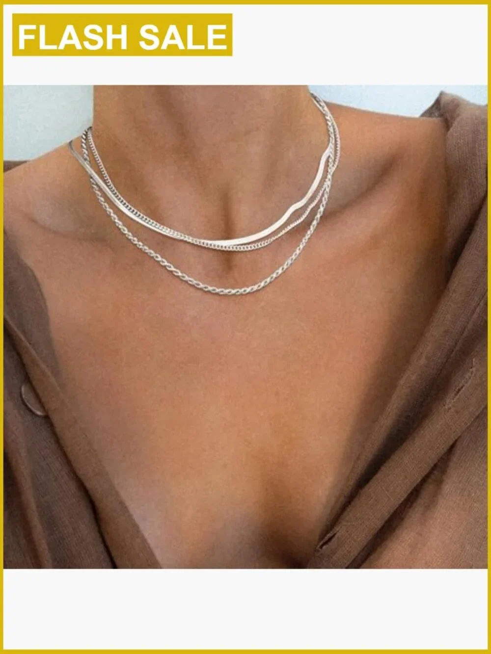 3 Piece Dainty Gold Layered Necklace Set 14-18.5 Inch - Picture 3 of 7